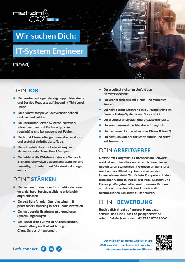 Stellenanzeige IT-System Engineer (m/w/d)