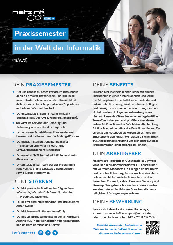 Student/in Duales Studium Bachelor Informatik
