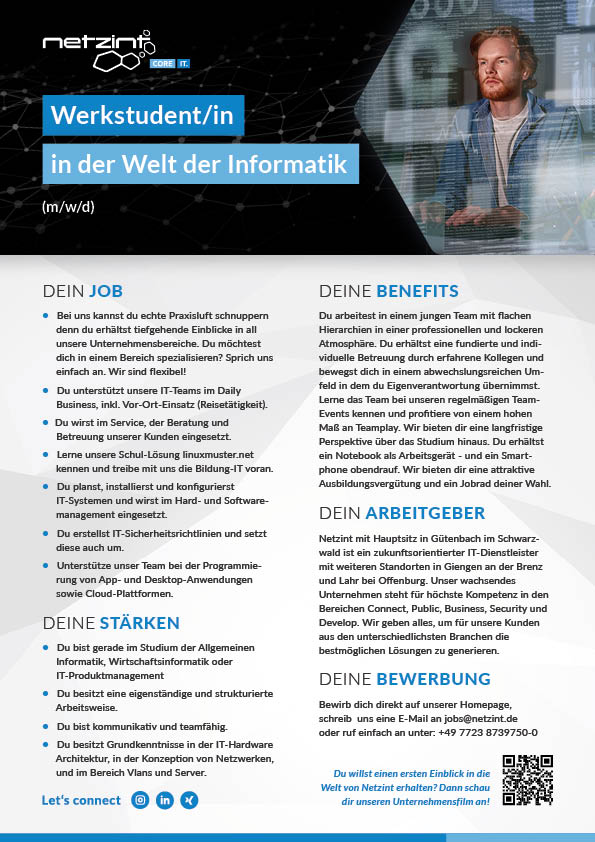 Student/in Duales Studium Bachelor Informatik