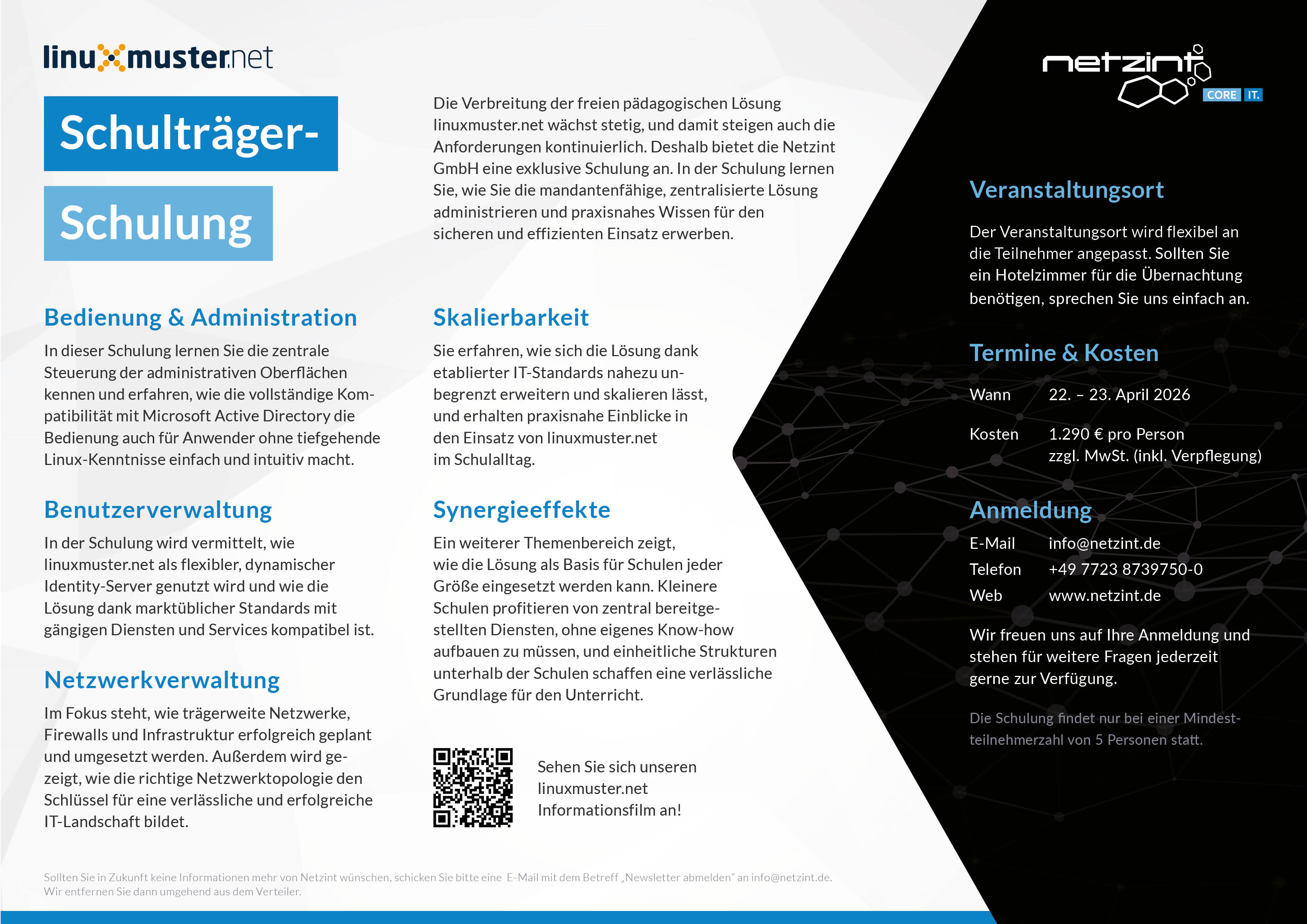 Infoflyer linuxmuster.net Schulträger Schulung